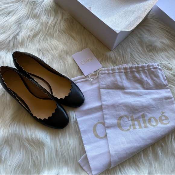 Chloe Lauren Black Scalloped Low Heel Pumps 35.5 - Picture 12 of 12